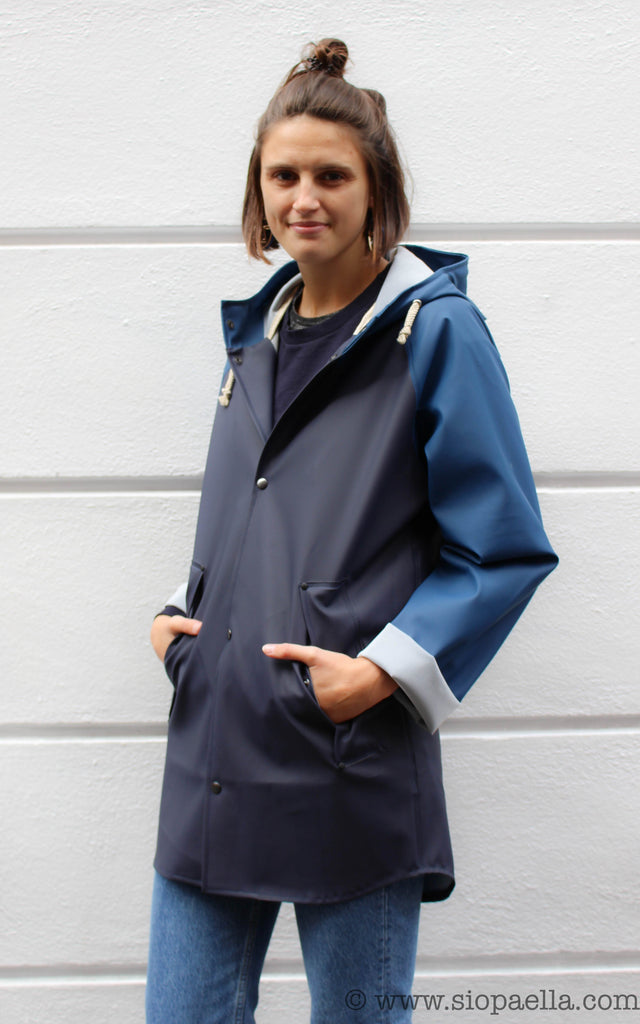Dark blue outlet rain jacket