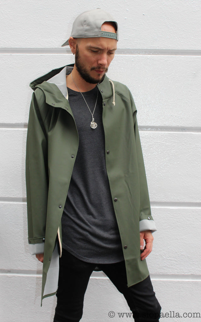 Olive green raincoat top