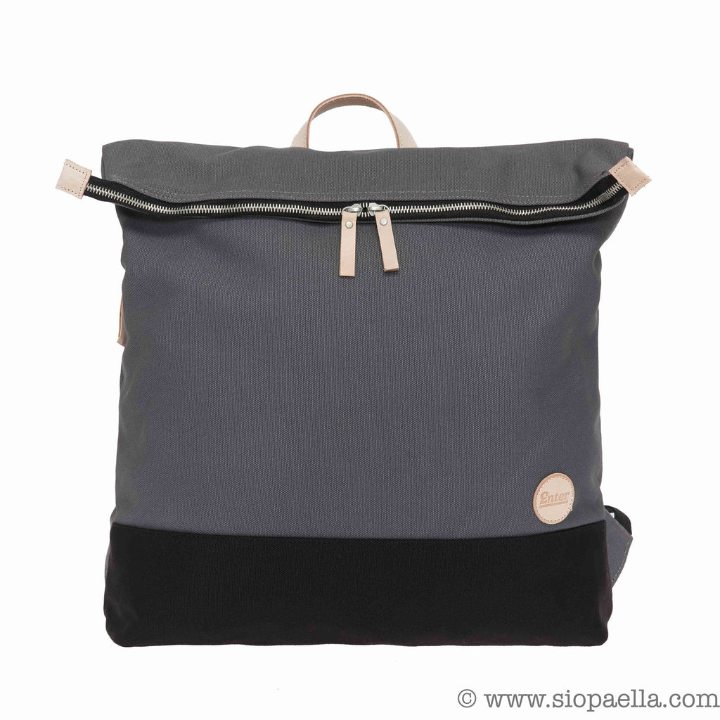 Enter Zip Top Backpack with Leather Detailing