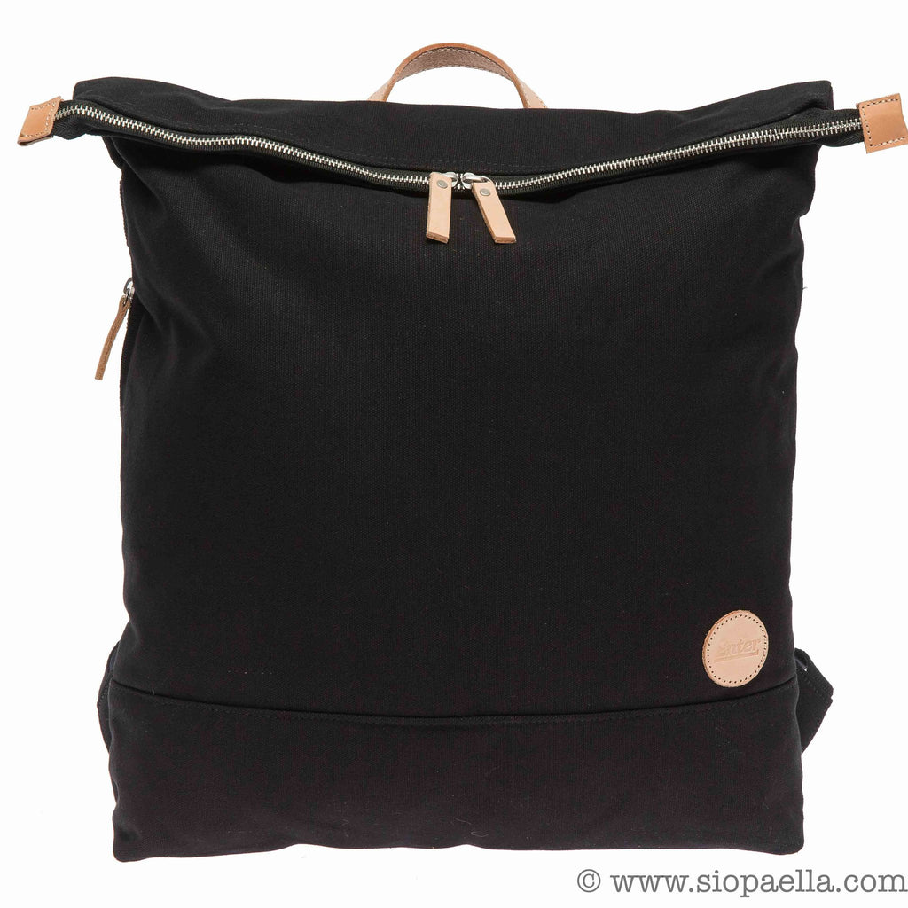 Enter Zip Top Backpack with Leather Detailing