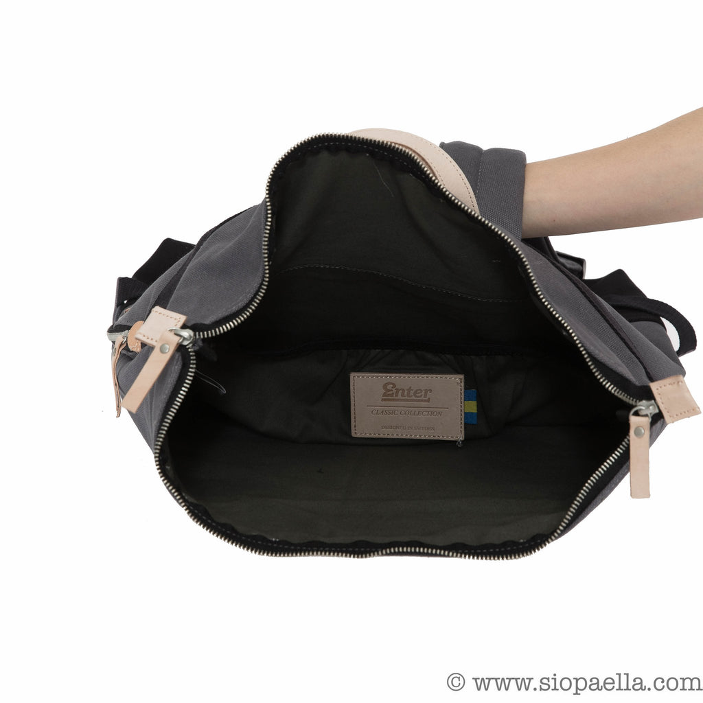 Enter Zip Top Backpack with Leather Detailing