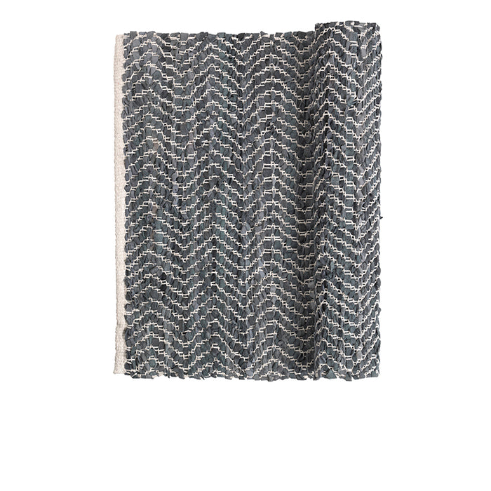 ZigZag Dark Grey leather & cotton rug