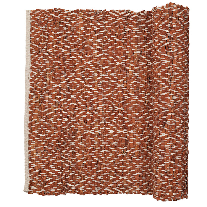 Castlerock RUST leather & cotton rug