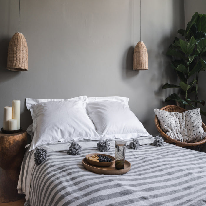 Moroccan Striped Pom Pom Throw