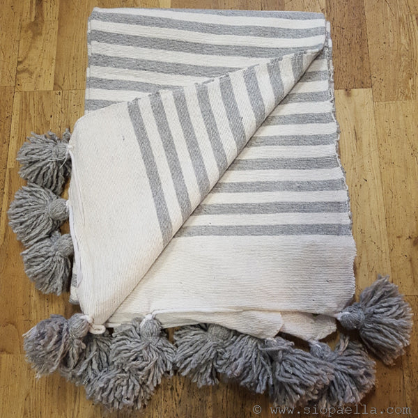Moroccan Striped Pom Pom Throw
