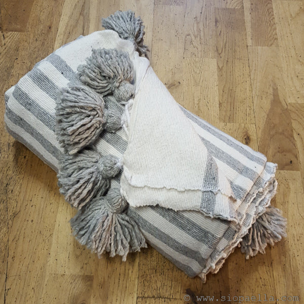 Moroccan Striped Pom Pom Throw